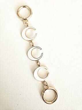 Handbag Purse Chain Handle Strap Crossbody Extender "C' - Gold Tone/White